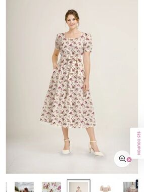 Versa Floral Cream Midi Skirt